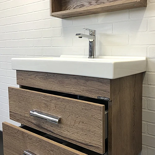 Тумба с раковиной Comforty Никосия 60П 00-00008853 дуб темный раковина Fest 60 F01 Тумба с раковиной Comforty Никосия 60П 00-00008853 дуб темный раковина Fest 60 F01