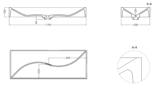 Раковина Salini SONATA 1401201M 1195x450 накладная S-Stone Раковина Salini SONATA 1401201M 1195x450 накладная S-Stone