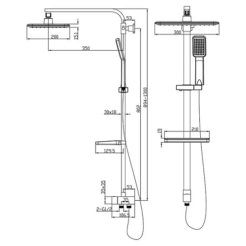 Душевая стойка Iddis Edifice EDISB1Fi76, с верхним душем Душевая стойка Iddis Edifice EDISB1Fi76, с верхним душем