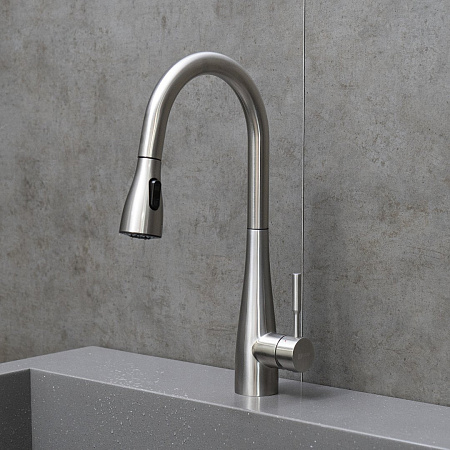 Смеситель для кухни Lemark Expert LM5084S с выдвижным поворотным изливом, сталь Смеситель для кухни Lemark Expert LM5084S с выдвижным поворотным изливом, сталь