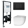 Комплект унитаза ABBER Bequem AC1132TC белый, с закрытым дном с инсталляцией AC0105 и кнопкой AC0120MB черный матовый Комплект унитаза ABBER Bequem AC1132TC белый, с закрытым дном с инсталляцией AC0105 и кнопкой AC0120MB черный матовый