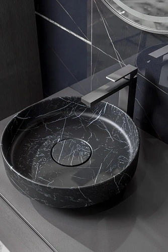 Раковина Boheme Corian 400x130 Nero Marquina 801-NM накладная Раковина Boheme Corian 400x130 Nero Marquina 801-NM накладная