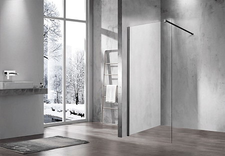 Душевая перегородка Vincea Walk-In VSW-1H110CLB,1100*2000, черный матовый, стекло прозрачное