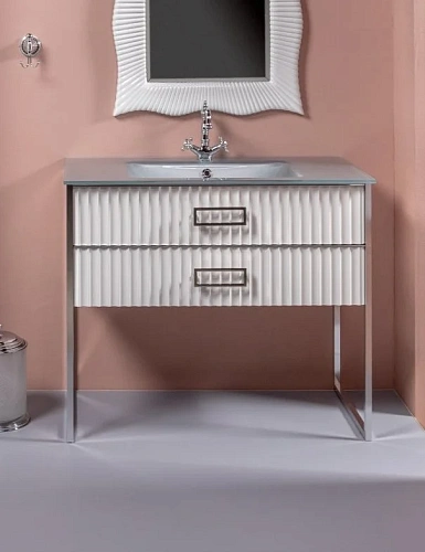 Тумба под раковину Boheme MONACO 100см h84см белая глянец + хром под раковину моноблок 866-100-WCR Тумба под раковину Boheme MONACO 100см h84см белая глянец + хром под раковину моноблок 866-100-WCR