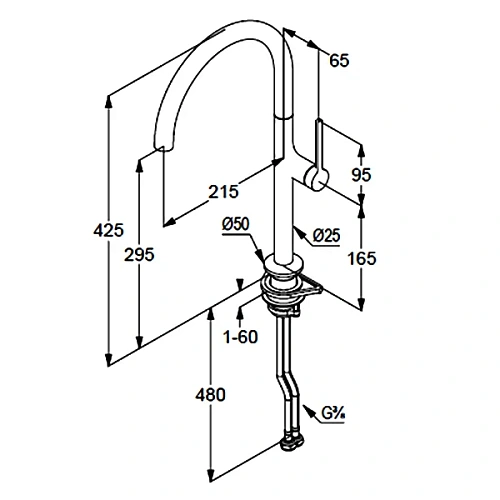 Смеситель для кухни Kludi REEF 50803N275 оружейная сталь Смеситель для кухни Kludi REEF 50803N275 оружейная сталь