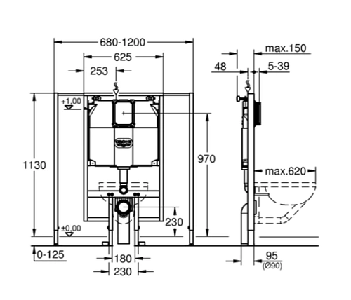 Инсталляция для унитаза GROHE Rapid SL (38995000) для узких ванных комнат Инсталляция для унитаза GROHE Rapid SL (38995000) для узких ванных комнат