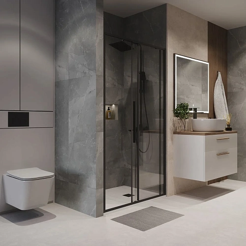 Душевая дверь Niagara Nova NG-84-12AB (120x195) черный матовый, стекло прозрачное Душевая дверь Niagara Nova NG-84-12AB (120x195) черный матовый, стекло прозрачное