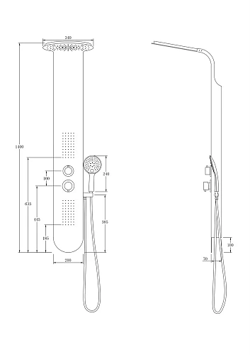 Душевая панель Taliente A03 140x20см, белый/хром, без излива TA-G-A03Wcr Душевая панель Taliente A03 140x20см, белый/хром, без излива TA-G-A03Wcr