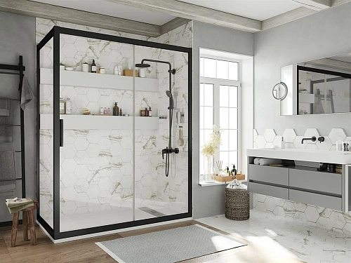Душевой уголок STWORKI Эстерсунд 160x90 см профиль черный матовый 467852 Душевой уголок STWORKI Эстерсунд 160x90 см профиль черный матовый 467852