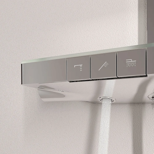 Душевая система Sancos Vos SC6100CH с термостатом, изливом, полкой, шлангом 1,5 м, верхним и ручным душем, хром Душевая система Sancos Vos SC6100CH с термостатом, изливом, полкой, шлангом 1,5 м, верхним и ручным душем, хром