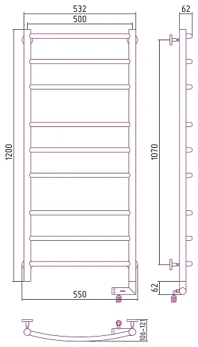 Полотенцесушитель электрический Сунержа Галант 2.0 1200х500 МЭМ правый 071-5201-1250 Сатин Полотенцесушитель электрический Сунержа Галант 2.0 1200х500 МЭМ правый 071-5201-1250 Сатин