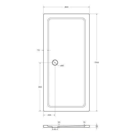 Душевой поддон CEZARES SMC TRAY-M-AH-170/80-35-W 1700x800 стеклопластик, белый Душевой поддон CEZARES SMC TRAY-M-AH-170/80-35-W 1700x800 стеклопластик, белый