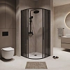 Душевой уголок Niagara Nova NG-2826-34BLACK (90x90x195) полукруг, раздвижная, черный матовый, стекло тониров Душевой уголок Niagara Nova NG-2826-34BLACK (90x90x195) полукруг, раздвижная, черный матовый, стекло тониров