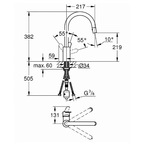Смеситель для кухни Grohe Eurostyle Cosmopolitan 31482002 Смеситель для кухни Grohe Eurostyle Cosmopolitan 31482002