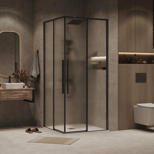 Душевая дверь GROSSMAN Galaxy 1/2.K33.01.12.21.02 (120x195) черный матовый, стекло шиншилла Душевая дверь GROSSMAN Galaxy 1/2.K33.01.12.21.02 (120x195) черный матовый, стекло шиншилла