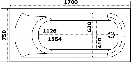 Акриловая ванна STWORKI Ольборг 170x75, с каркасом 557203 Акриловая ванна STWORKI Ольборг 170x75, с каркасом 557203