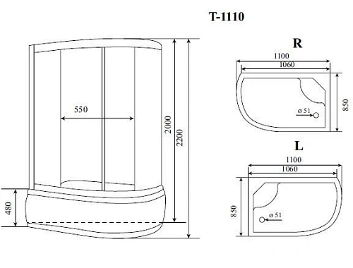 Душевая кабина Timo Standart Т-6610 Silver R 110x85x220 Душевая кабина Timo Standart Т-6610 Silver R 110x85x220
