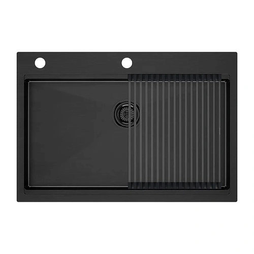 Кухонная мойка Paulmark KRONER-PRO 75 с ролл-матом PRO в цвет мойки, PM707551-GM+R405-GM Кухонная мойка Paulmark KRONER-PRO 75 с ролл-матом PRO в цвет мойки, PM707551-GM+R405-GM