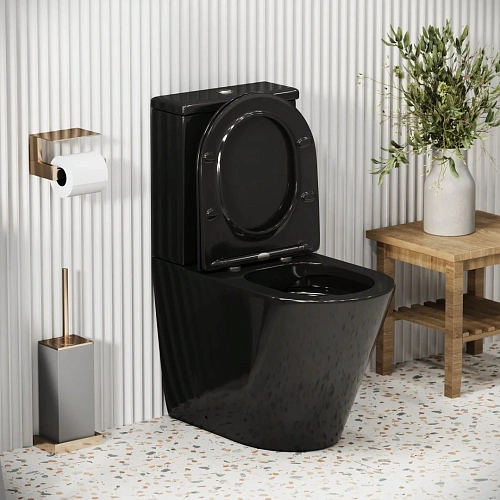 Унитаз напольный GROSSMAN GR-4480BS Color 620x365x810 черный безободковый с тонкой крышкой Унитаз напольный GROSSMAN GR-4480BS Color 620x365x810 черный безободковый с тонкой крышкой