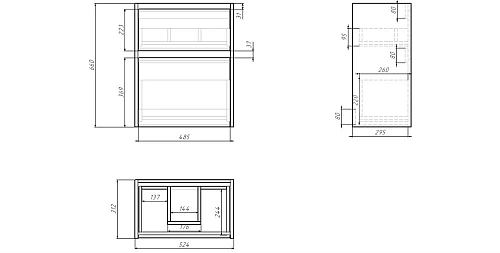 Тумба под раковину DREJA SLIM, 55 см, подвесная/напольная, 2 ящика, белый глянец / дуб кантри 99.050 99.0500 Тумба под раковину DREJA SLIM, 55 см, подвесная/напольная, 2 ящика, белый глянец / дуб кантри 99.050 99.0500