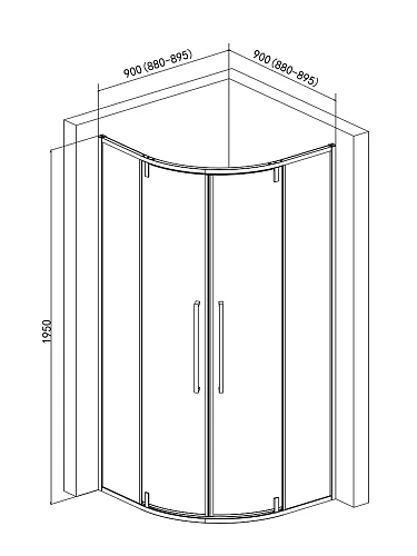 Душевой уголок AQUAme AQM7101-2-9 900x900x1950мм стекло 6мм, цвет профиля матовый черный Душевой уголок AQUAme AQM7101-2-9 900x900x1950мм стекло 6мм, цвет профиля матовый черный