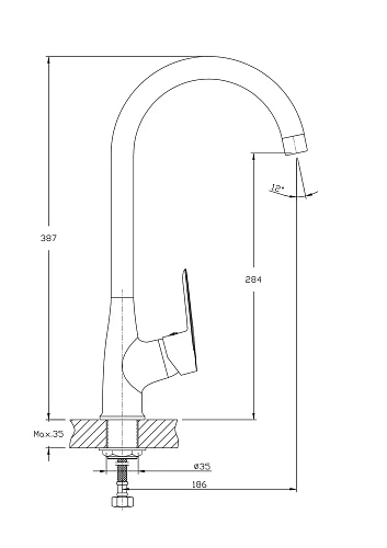 Смеситель для кухни Rush Edge ED7735-22 с высоким, поворотным изливом Смеситель для кухни Rush Edge ED7735-22 с высоким, поворотным изливом