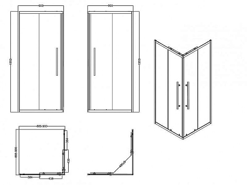 Душевой уголок Esbano ESF-90KV-C (ESOGF90KVC) 90х90х195 прозрачное стекло, профиль хром Душевой уголок Esbano ESF-90KV-C (ESOGF90KVC) 90х90х195 прозрачное стекло, профиль хром