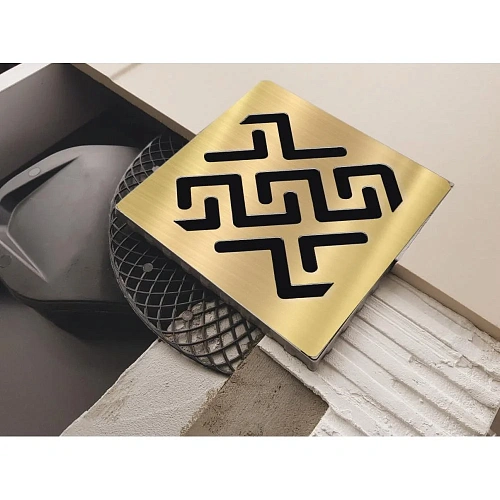 Душевой трап BERGES PLATZ Antik 100х100, бронза, S-сифон D50 H60 боковой 094160 Душевой трап BERGES PLATZ Antik 100х100, бронза, S-сифон D50 H60 боковой 094160