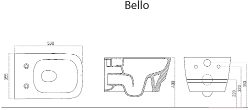 Унитаз подвесной Boheme Bello 971-B черный матовый без сиденья Унитаз подвесной Boheme Bello 971-B черный матовый без сиденья