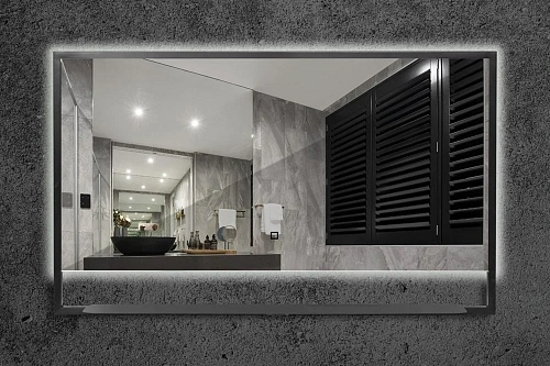 Зеркало Armadi Art VALLESSI прямоугольное 100x70 с полочкой антрацит 552/2 Зеркало Armadi Art VALLESSI прямоугольное 100x70 с полочкой антрацит 552/2
