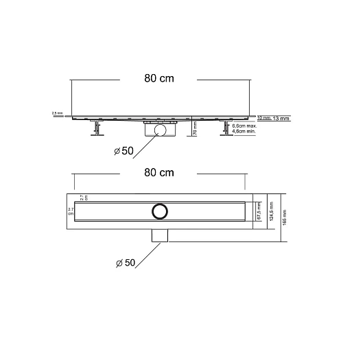 Душевой лоток Vincea OPTIMA 601.80.B.M.S.BUK, 80 см, матовый черный Душевой лоток Vincea OPTIMA 601.80.B.M.S.BUK, 80 см, матовый черный