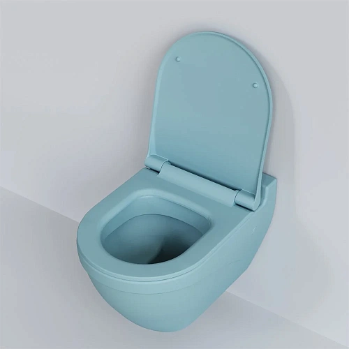 Унитаз подвесной Nord 133T20801 (535x360x385) голубой матовый без сиденья Унитаз подвесной Nord 133T20801 (535x360x385) голубой матовый без сиденья