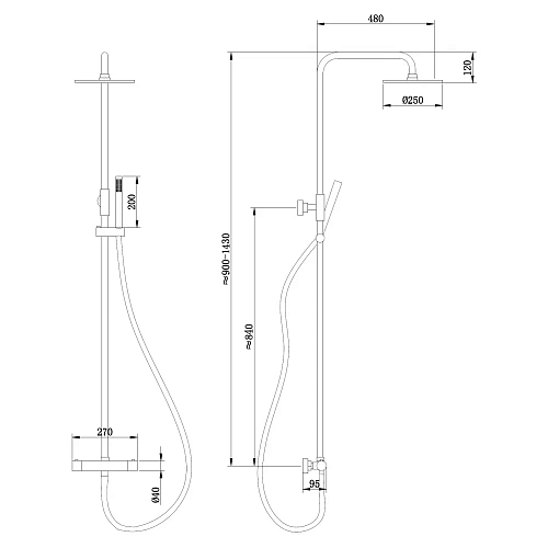 Душевая система ABBER Wasser Kreis AF8160L с термостатом без излива, хром Душевая система ABBER Wasser Kreis AF8160L с термостатом без излива, хром