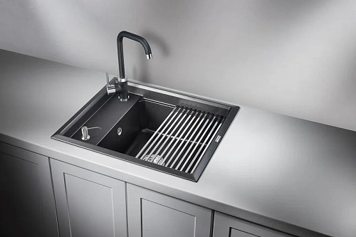 Кухонная мойка Granula KS-6004, ЧЁРНЫЙ, кварц 600х510 Кухонная мойка Granula KS-6004, ЧЁРНЫЙ, кварц 600х510