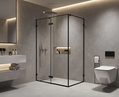 Боковая стенка AQUAme AQM7409-2-9 900х2000 мм, стекло 8 мм, прозрачное, EasyClean, цвет профиля черный матовый Боковая стенка AQUAme AQM7409-2-9 900х2000 мм, стекло 8 мм, прозрачное, EasyClean, цвет профиля черный матовый