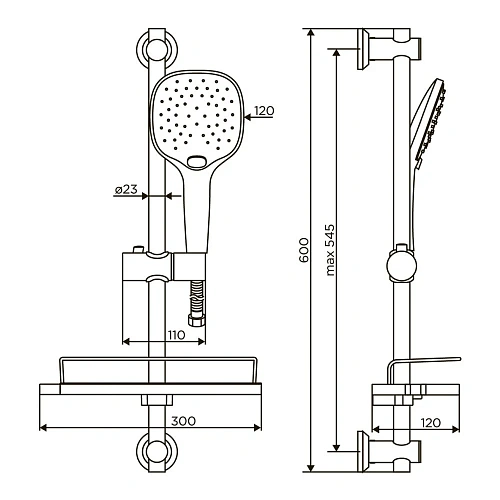 Душевой гарнитур Dorff Prime D0140000 стойка 600 мм Душевой гарнитур Dorff Prime D0140000 стойка 600 мм