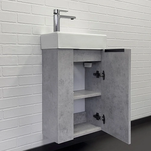 Тумба с раковиной Comforty Асти-40 00-00013669 бетон светлый раковина Comforty 9140 Тумба с раковиной Comforty Асти-40 00-00013669 бетон светлый раковина Comforty 9140