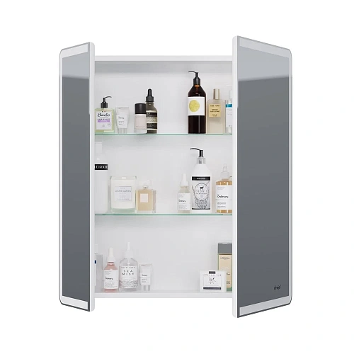 Зеркальный шкаф DREJA POINT, 70 см, 2 дверцы, 2 стеклянные полки, инфракрасный выключатель, LED-подс 99.9033 Зеркальный шкаф DREJA POINT, 70 см, 2 дверцы, 2 стеклянные полки, инфракрасный выключатель, LED-подс 99.9033