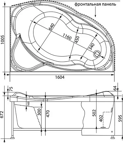 Акриловая ванна Aquanet Jamaica 160x100 R (с каркасом) 00205503 Акриловая ванна Aquanet Jamaica 160x100 R (с каркасом) 00205503