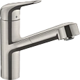 Смеситель для кухни Hansgrohe Focus M42 150, с вытяжным изливом, 1jet, sBox 71829800, под сталь Смеситель для кухни Hansgrohe Focus M42 150, с вытяжным изливом, 1jet, sBox 71829800, под сталь