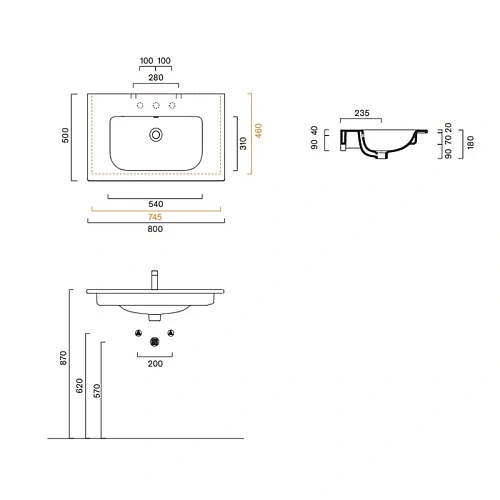 Раковина Catalano Italy 0720810001 80х50, белый глянцевый Раковина Catalano Italy 0720810001 80х50, белый глянцевый