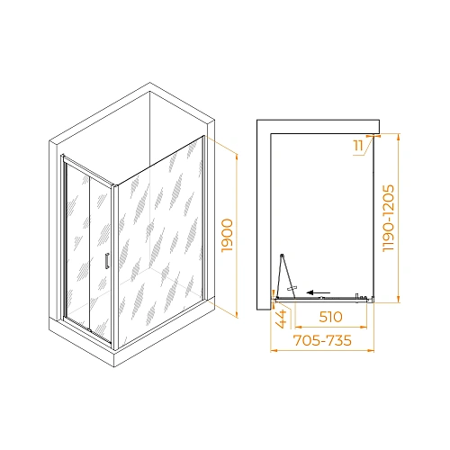 Душевой уголок RGW PA-142 (PA-21+Z-050-5) 700x1200 мм 060814272-11 Душевой уголок RGW PA-142 (PA-21+Z-050-5) 700x1200 мм 060814272-11