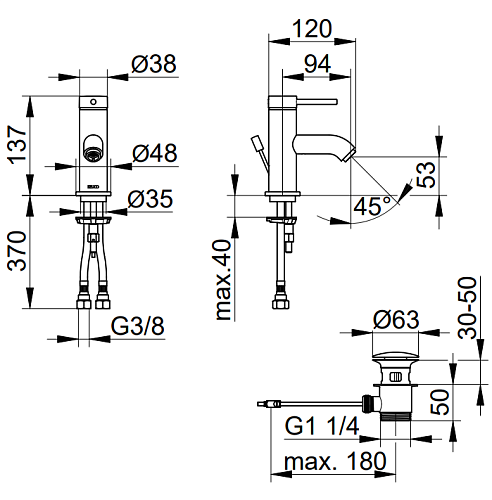 Смеситель для раковины Keuco IXMO SOFT 59504012000 Смеситель для раковины Keuco IXMO SOFT 59504012000