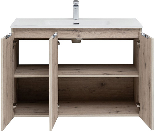 Тумба под раковину Aquanet Алвита New 100 3 дверцы, дуб веллингтон белый 00277533 Тумба под раковину Aquanet Алвита New 100 3 дверцы, дуб веллингтон белый 00277533