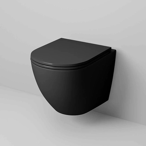 Унитаз подвесной GROSSMAN GR-4457BMS 520x360x320 черный матовый безободковый с тонкой крышкой Унитаз подвесной GROSSMAN GR-4457BMS 520x360x320 черный матовый безободковый с тонкой крышкой