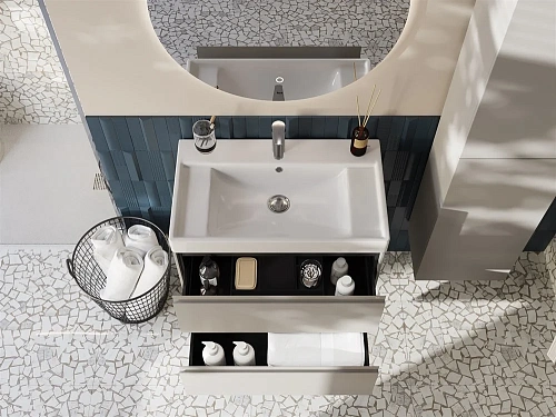 Тумба под раковину Roca Ona 800 бежево-серый матовый 2 ящика A857630510 Тумба под раковину Roca Ona 800 бежево-серый матовый 2 ящика A857630510