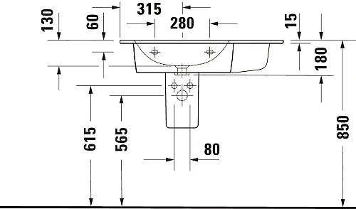 Раковина Duravit ME by Starck 2345830000 Раковина Duravit ME by Starck 2345830000