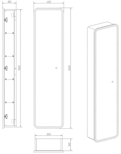 Шкаф-пенал ART&MAX PLATINO AM-Pla-400-1600-1D-R-L-DS-F с подсветкой Шкаф-пенал ART&MAX PLATINO AM-Pla-400-1600-1D-R-L-DS-F с подсветкой