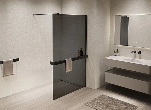 Душевая перегородка Vincea Walk-In VSW-1HR100CGB 1000x2000 черный, стекло тонированное Душевая перегородка Vincea Walk-In VSW-1HR100CGB 1000x2000 черный, стекло тонированное