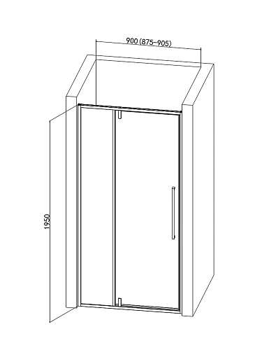 Душевая дверь AQUAme AQM7108-9 900x1950мм стекло 6мм, цвет профиля хром Душевая дверь AQUAme AQM7108-9 900x1950мм стекло 6мм, цвет профиля хром